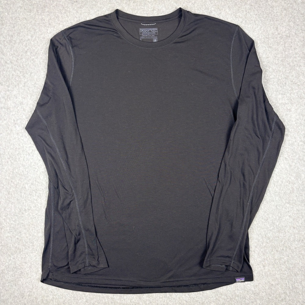 Patagonia Capilene Cool Trail Long Sleeve Shirt Mens Large Black Performance Tee